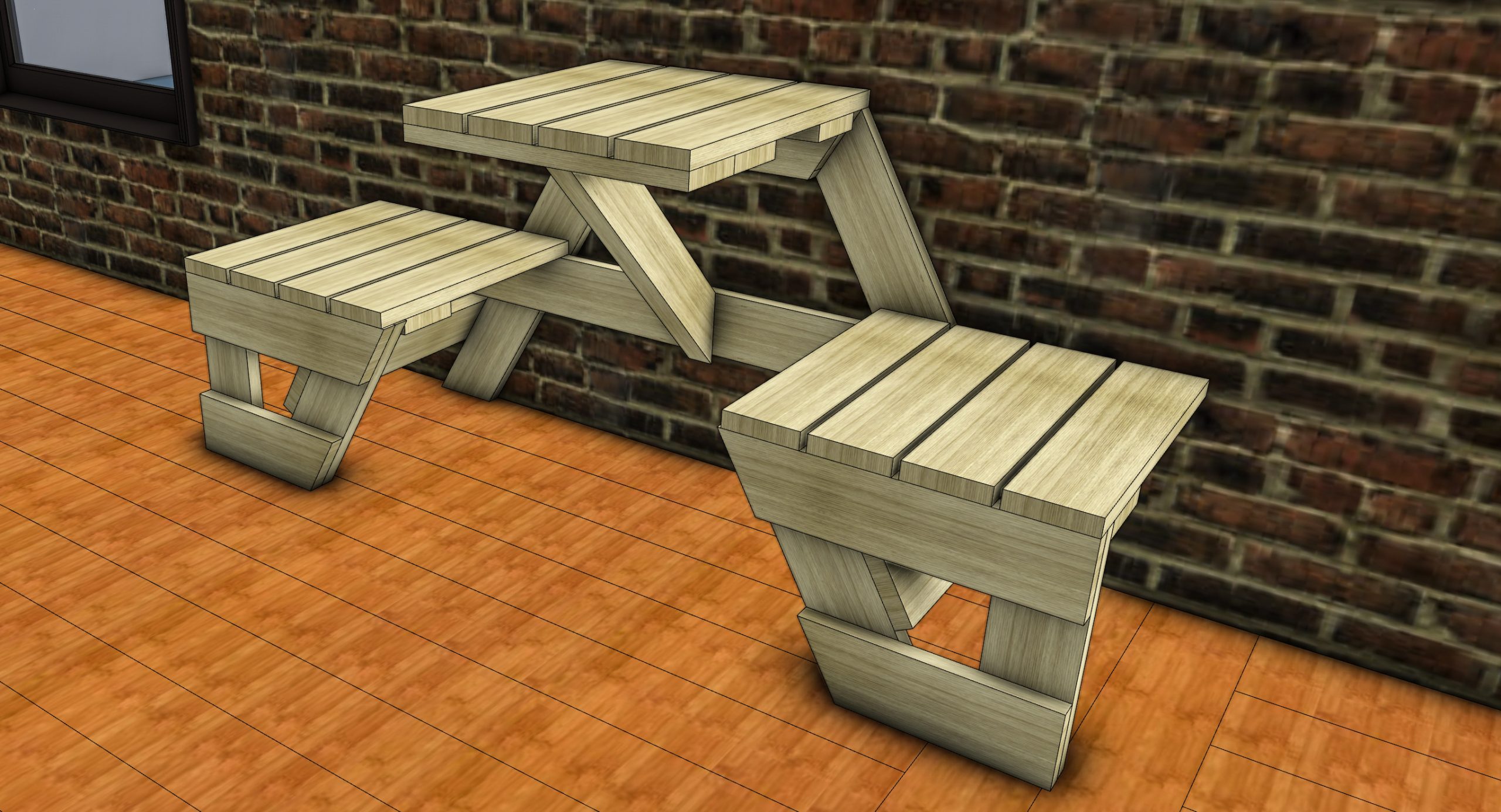 Sidewalk bench with table-2